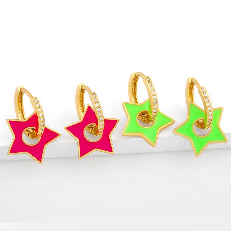 New  Fashion  Five-pointed Star Oil Drop Earrings