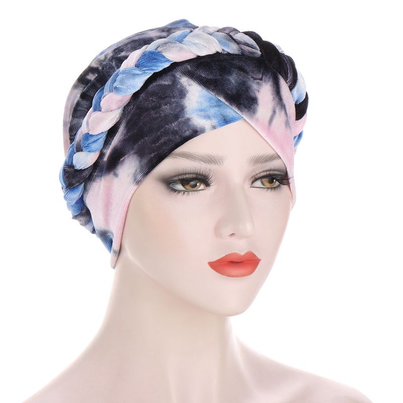 Chapeau Tressé En Velours De Lait Poncé Tie-dye