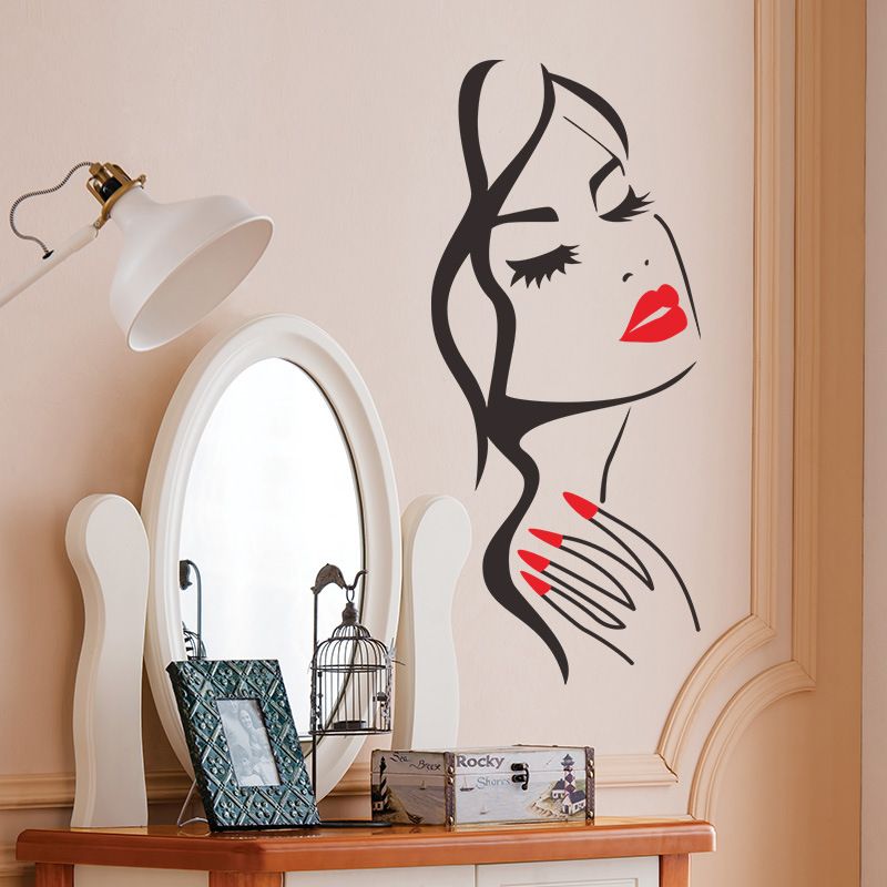 Beauty Head Carved Living Room Background Wall Sticker Painting