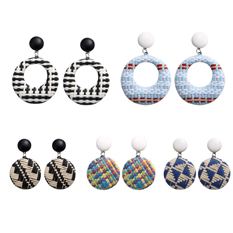 New  Creative Retro Bohemian Woven Hollow Round Earrings