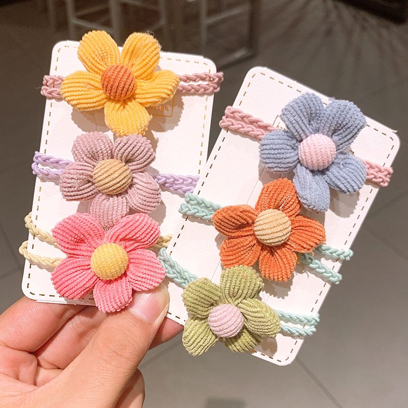 Korean Corduroy Flower  Candy Color Head Rope
