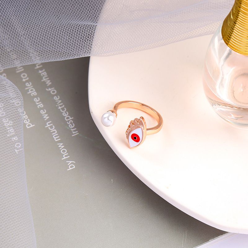 Fashion  Drip Glaze Opening Adjustable Pearl Index Finger Ring