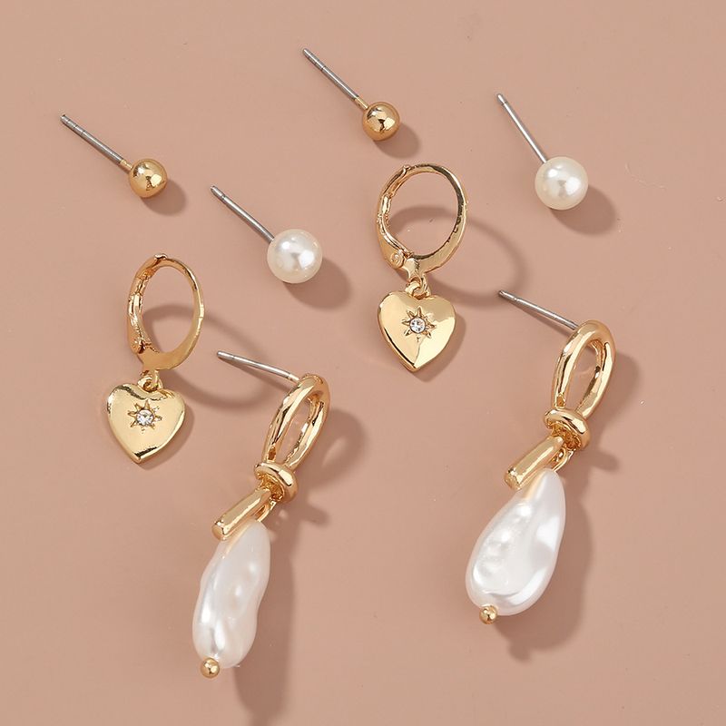 Boucles D&#39;oreilles D&#39;amour Coréennes Simples En Perles Sauvages