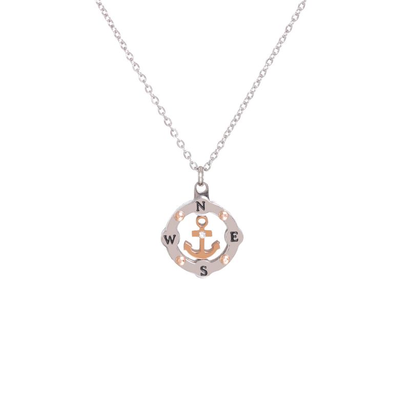 Stainless Steel Geometric Compass Anchor Necklace
