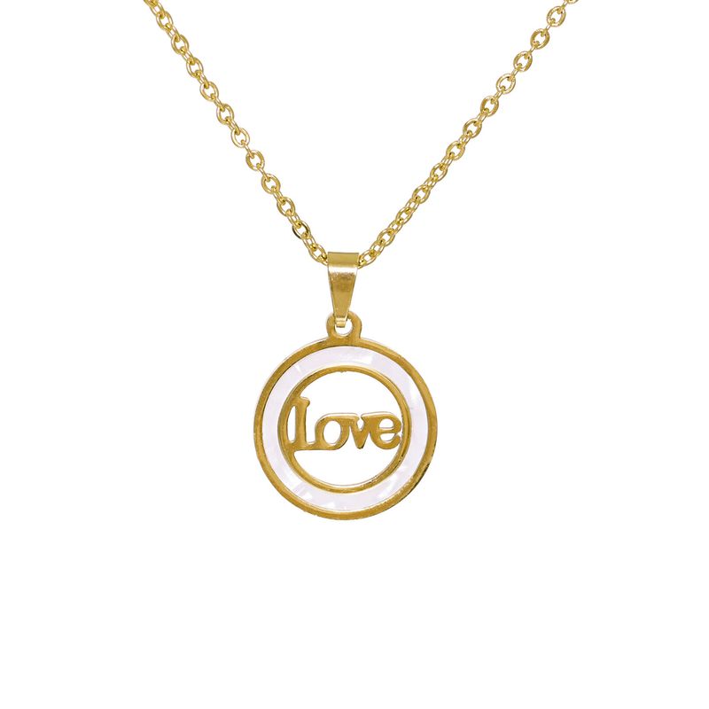 Stainless Steel Geometric English Love Necklace