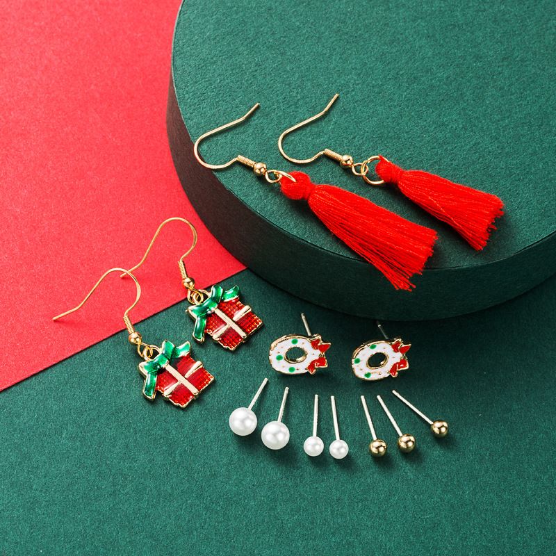 Weihnachten Mehrteilige Set Legierung Perle Tropfen Öl Ohrringe