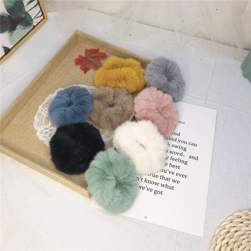 New  Imitation Rabbit  Korean S Pure Color Plush Hair Scrunchies