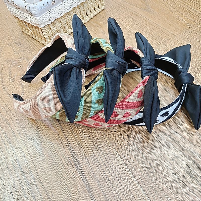 Diadema De Orejas De Conejo De Ala Ancha Coreana Con Lazo De Amor Nuevo