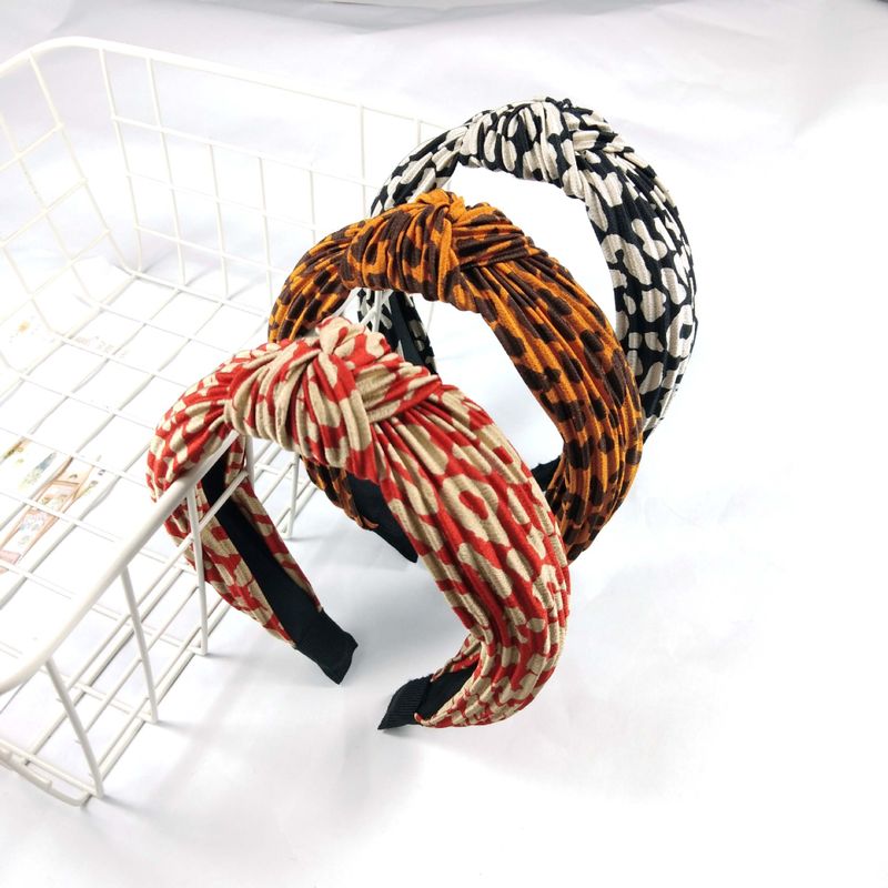 Retro  Leopard Print Folds Knotted Hair Band