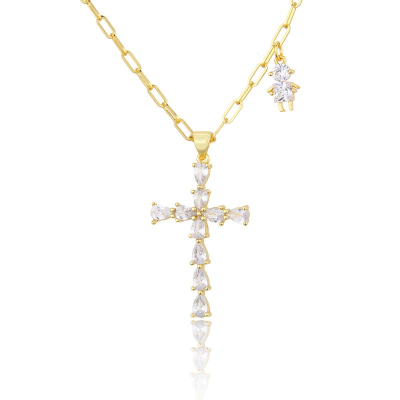 Nouveau Collier Croix En Diamant