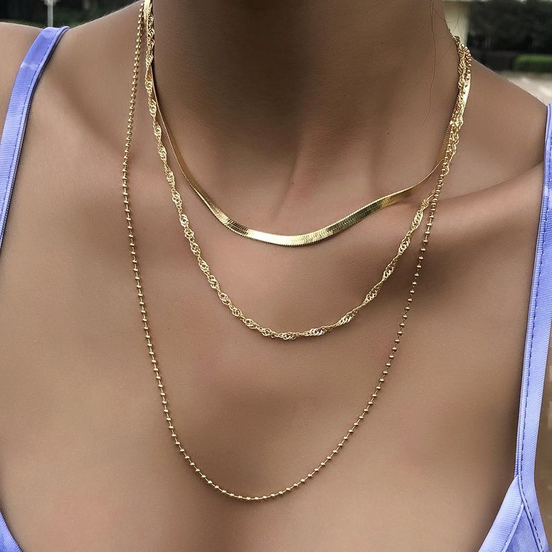 Fashion New   Twist Bead Chain Multi-layer  Necklace