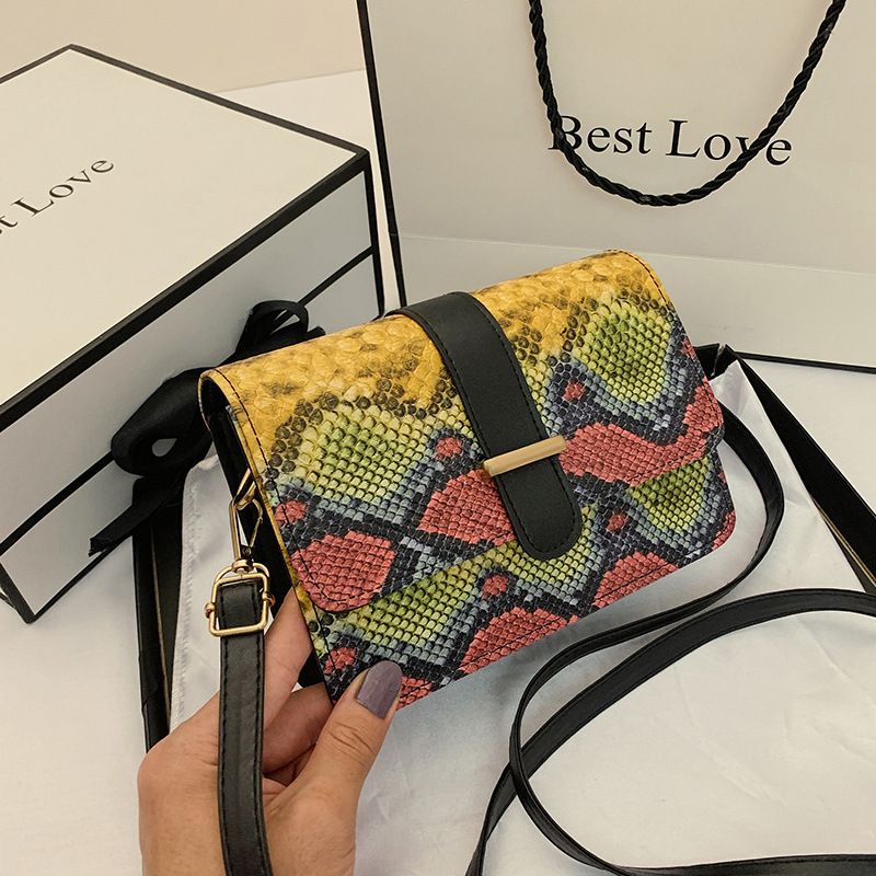 Bolso Cuadrado Pequeño Con Cadena De Patrón De Piel De Serpiente Retro De Todo Fósforo De Nueva Moda