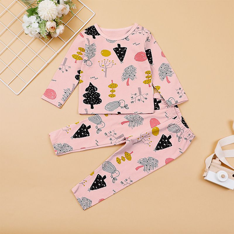 New Children's Casual Home Clothes Two-piece Kid Cartoon Printing Suit