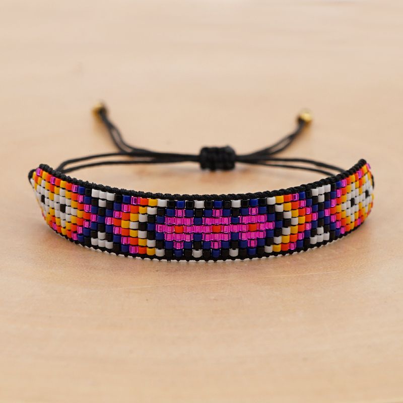 Rice Beads Woven Handmade Jewelry Contrast Color Geometric Couple Bracelet