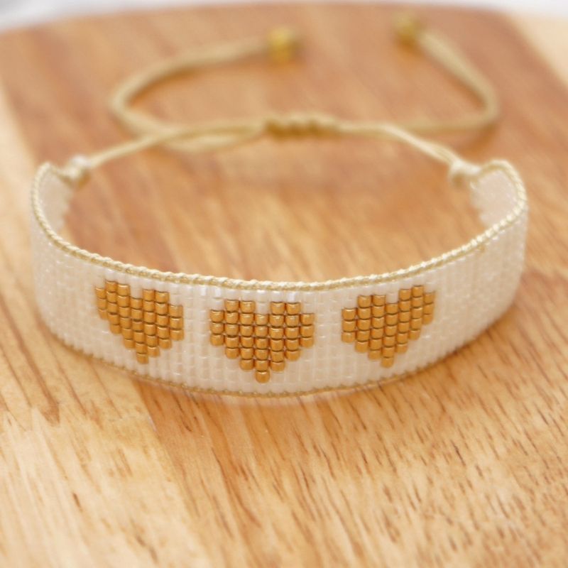 Wholesale Simple Exotic Heart Rice Bead Woven Couple Bracelet