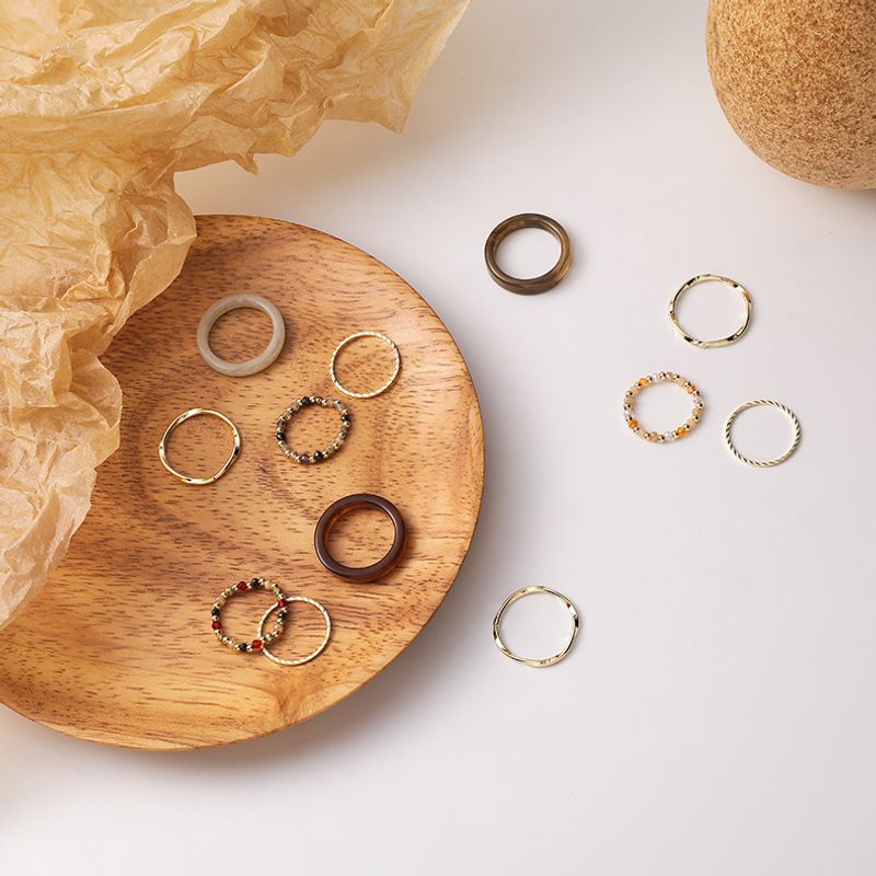 Transparent Acrylic Crystal Beaded Bohemian Cute Simple 4-piece Ring