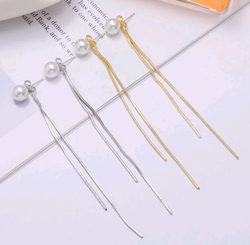 Boucles D&#39;oreilles De Pompon De Perles Simples De Nouvelle Mode Coréenne Pour Les Femmes En Gros