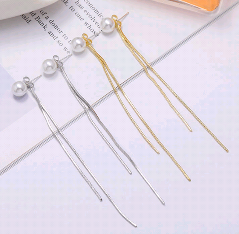 Korean New Fashion Simple Pearl Tassel Earrings For Women Hot-selling Wholesale