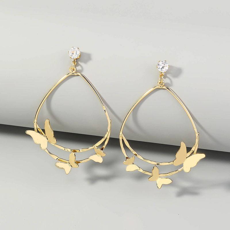 Hot-selling Fashion New Double-layer Drop-shaped Multiple Butterfly Earrings