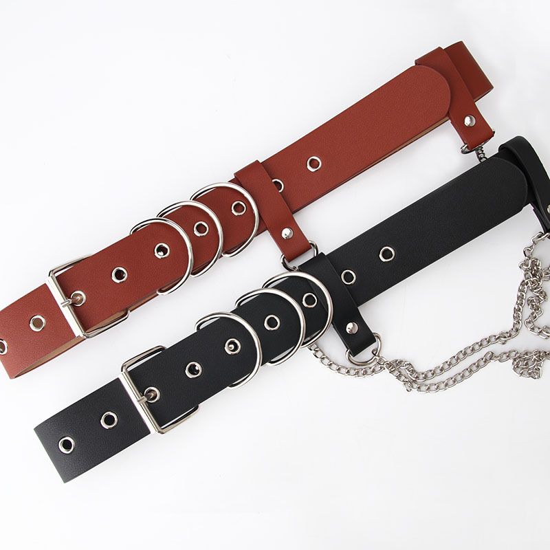 Streetwear Square Iron Unisex Leather Belts