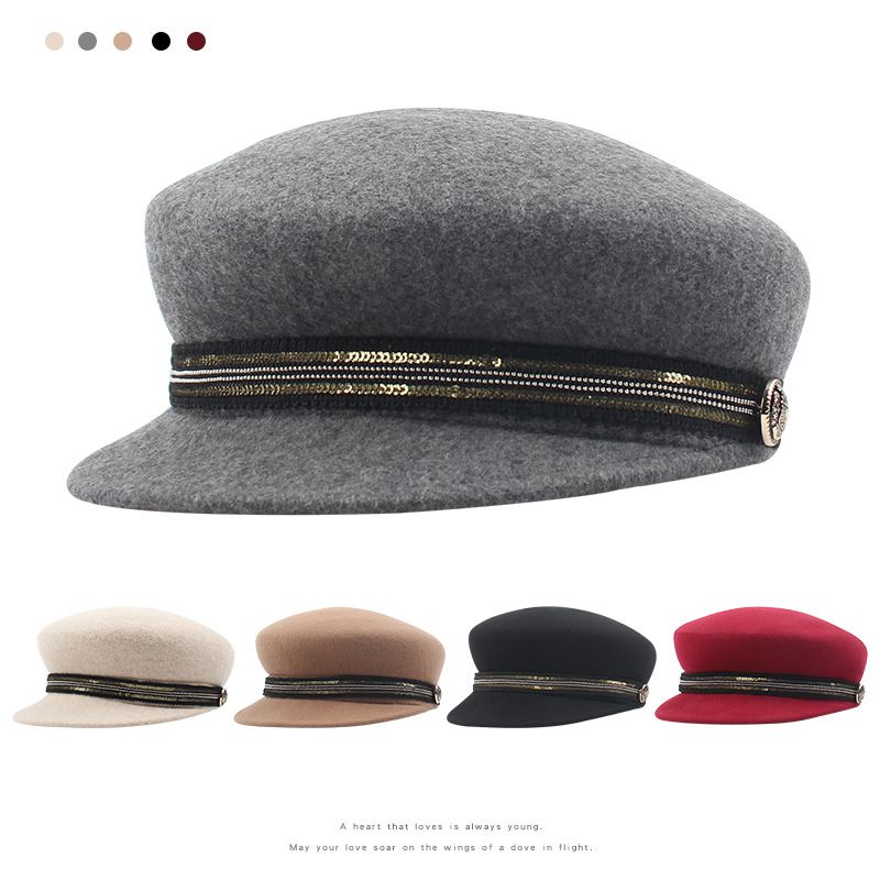 New Wool All-match Fashion Navy Hat