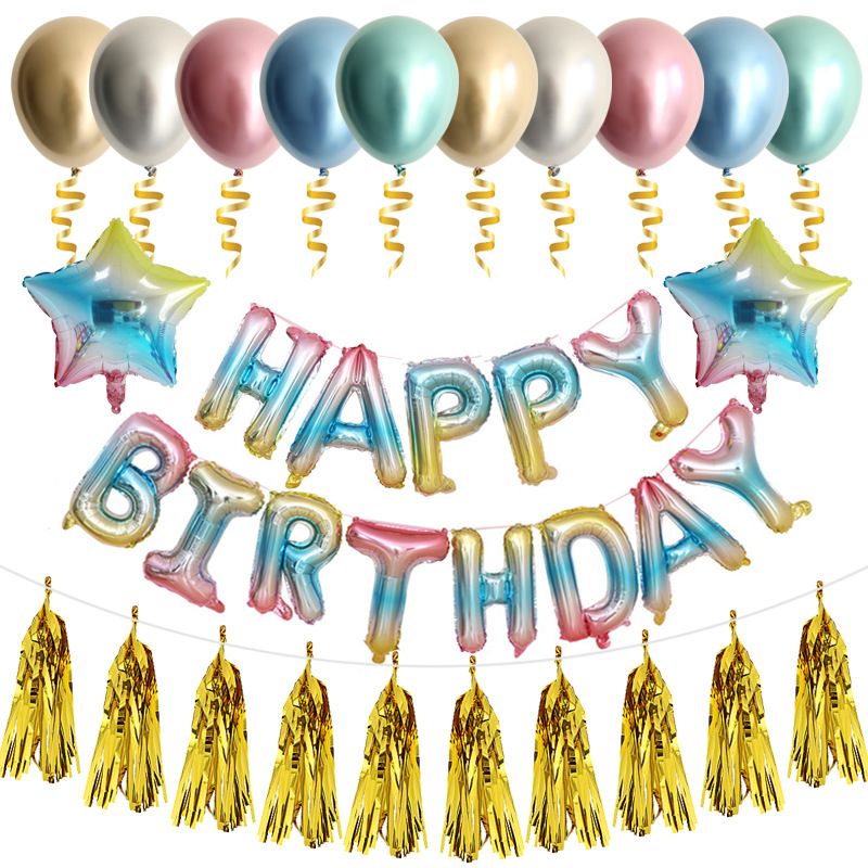 Happy Birthday Letter Aluminum Film Balloon Set