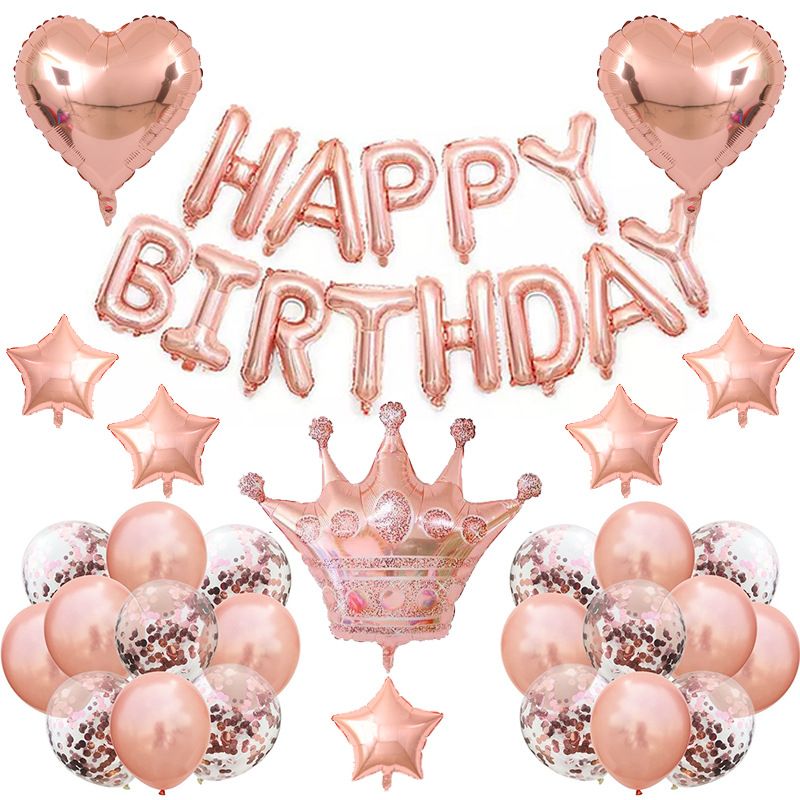 Rose Gold Balloon  Happy Birthday Letter Package Background