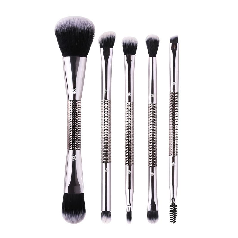 Double-headed With Electroplated Handle Portable Soft Hair Makeup Brush Set