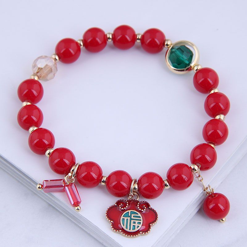 Korean Fashion Sweet  Red Bead Bracelet