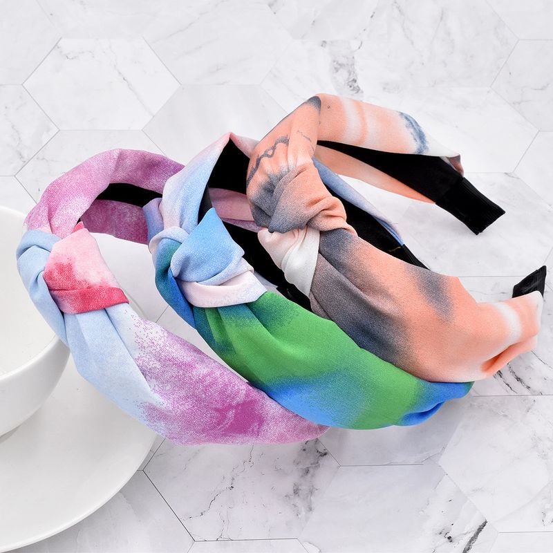 Rainbow Ink Color Fabric Knotted Headband