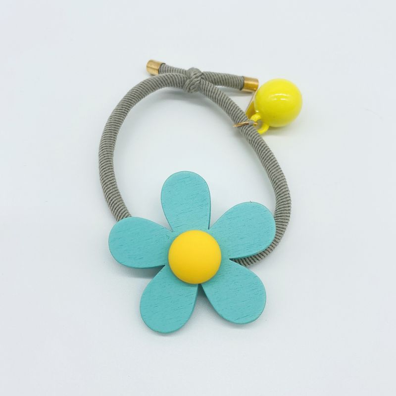 Cute Candy-colored Flower Wooden Hair Rope