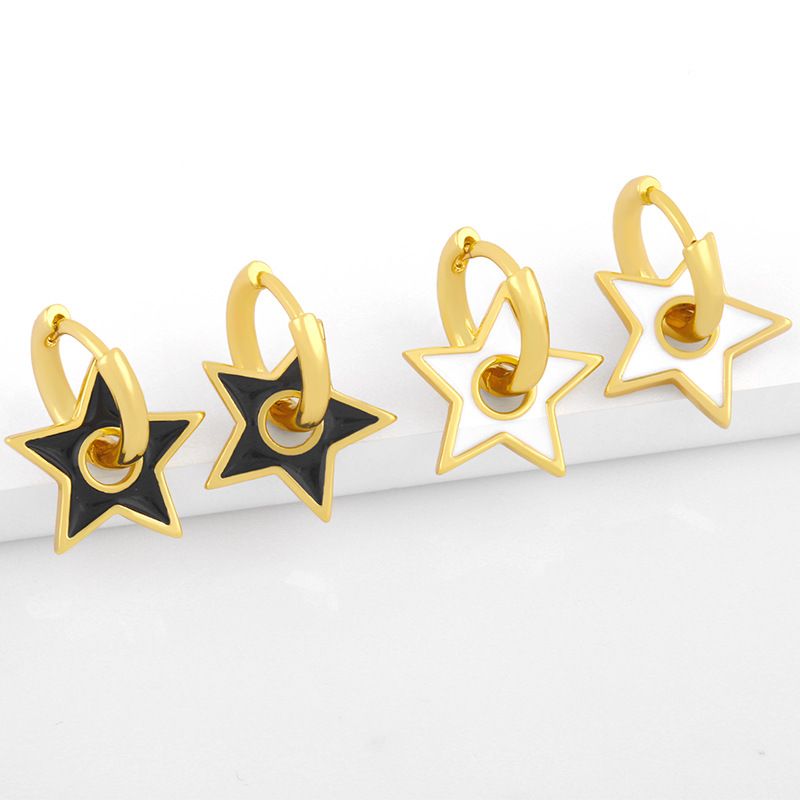 New  Fashion  Drop Oil Five-pointed Star Earrings