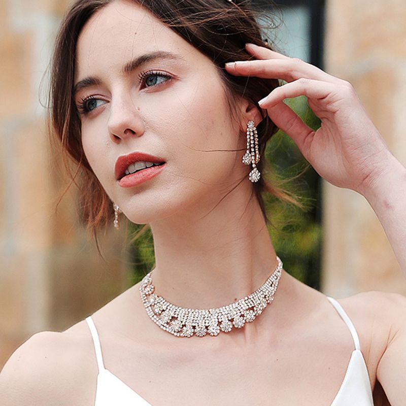 Luxury Rhinestone Necklace Earring Set