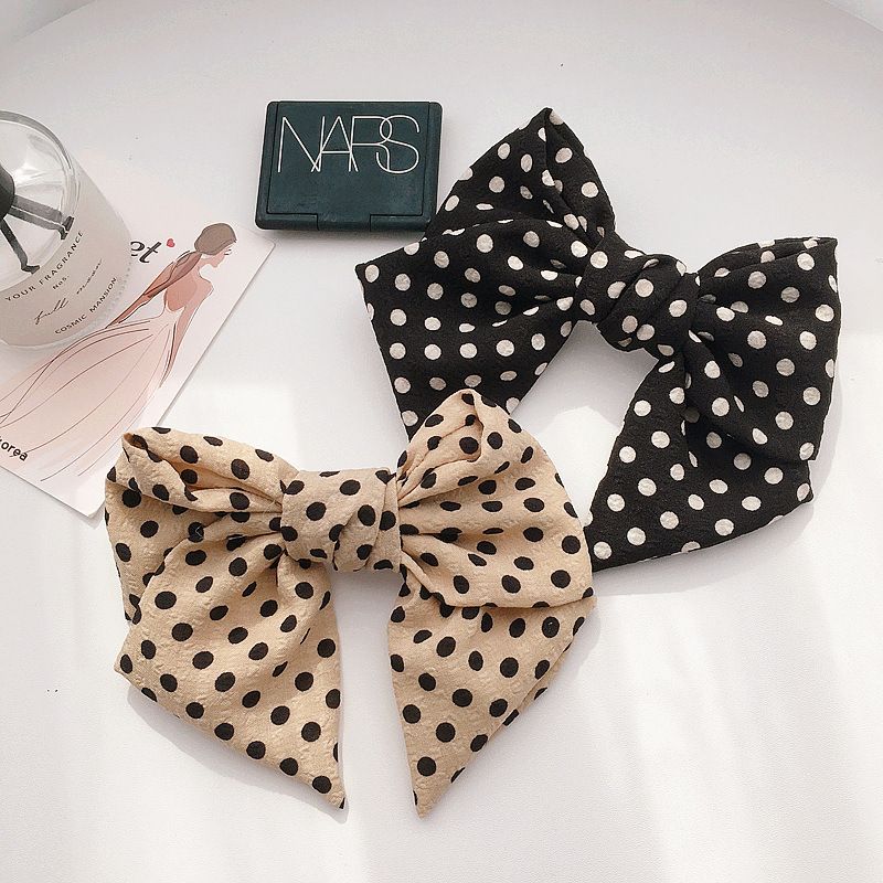 Korean Retro Simple Dot Bow Steel Clip