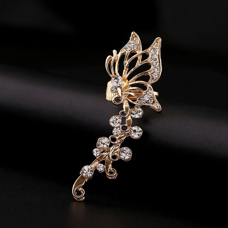 Exquisito Clip De Oreja En Forma De Mariposa De Diamantes De Moda De Circón