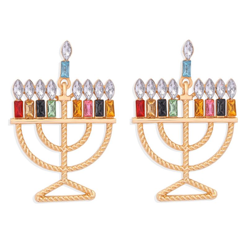 Christmas Series Colorful Diamond Candlestick Earrings