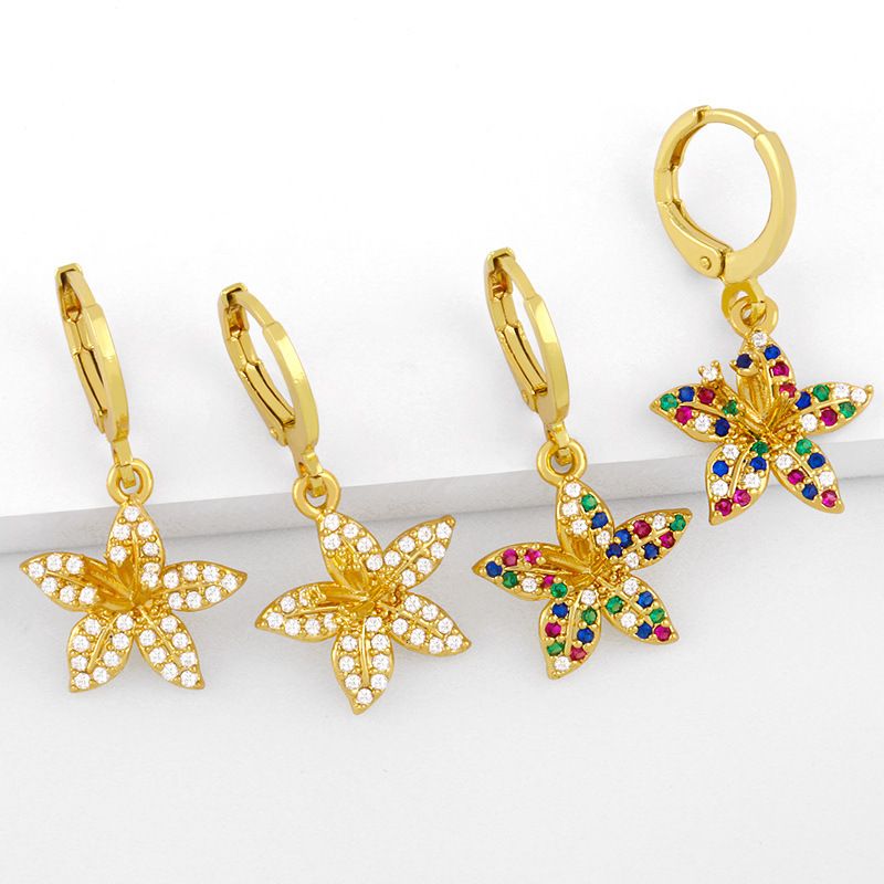 Diamond-studded Flower Earrings