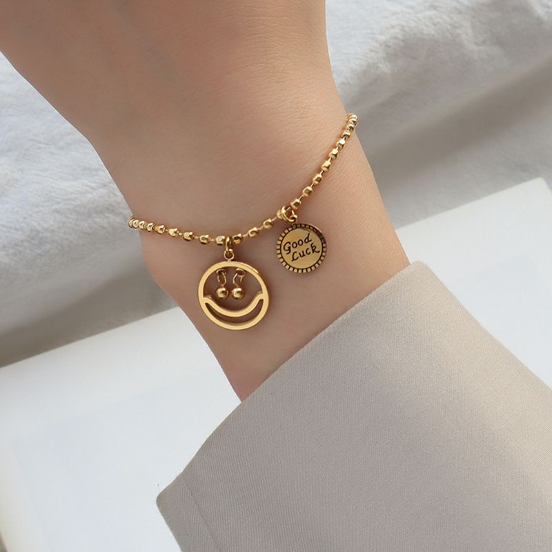 Hip-hop Smiley Face Rice Beads Lucky Good Luck Bracelet