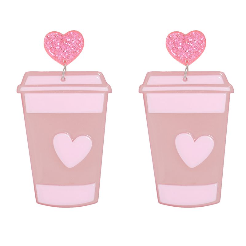 Acrylic Pink Milk Tea Cup Earrings