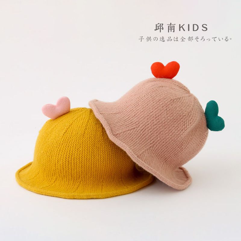 Children's Colorful Heart Knitted Fisherman Hat