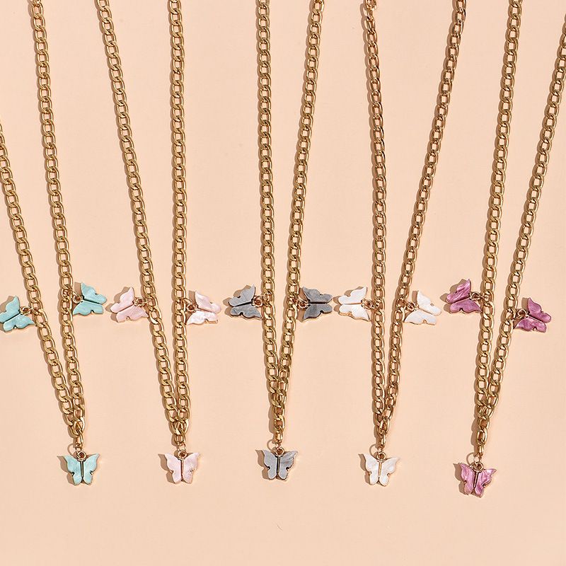 Fashion Simple  Butterfly Pendant Multi-layer Women's Necklace