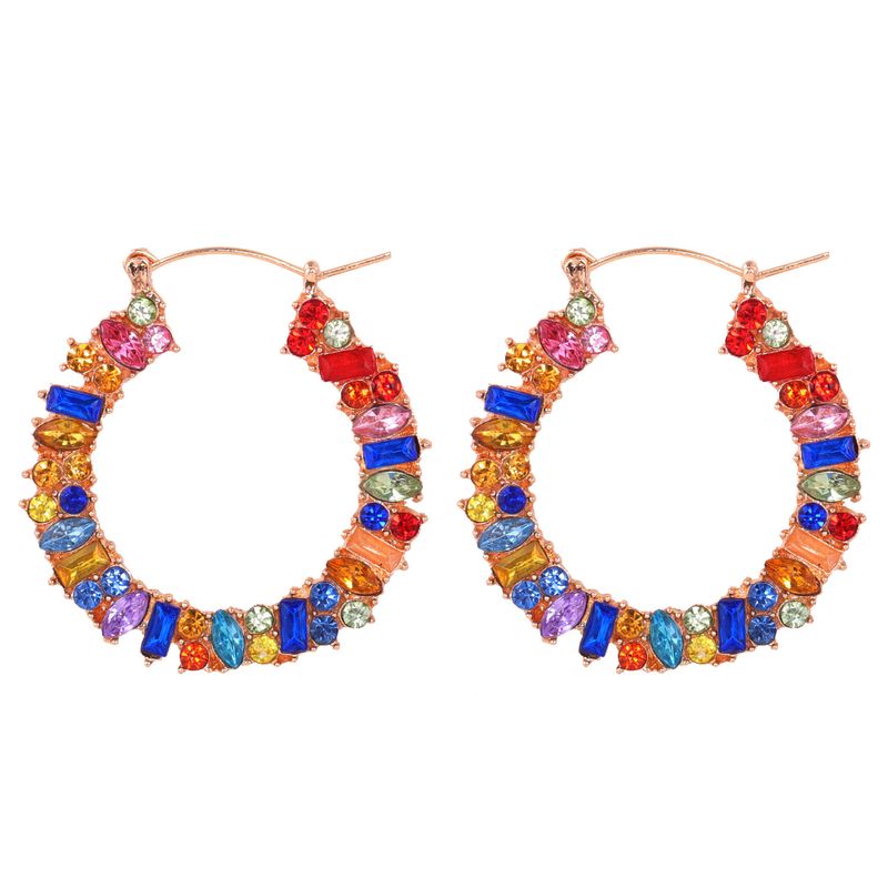 Diamond-studded Colorful Round Fashion Earrings