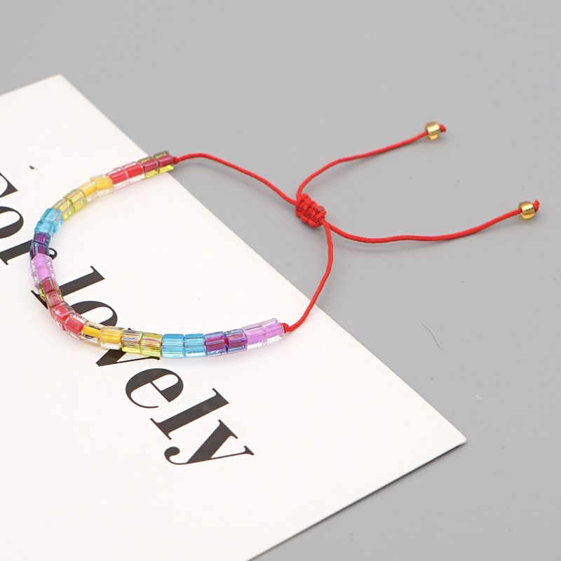 Rainbow Beaded Glass Bracelet
