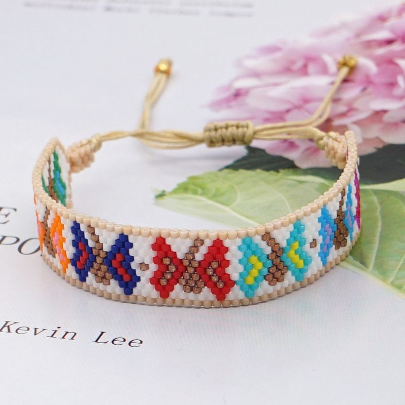 Pulsera De Mariposa Colorida Tejida Con Cuentas Bohemias