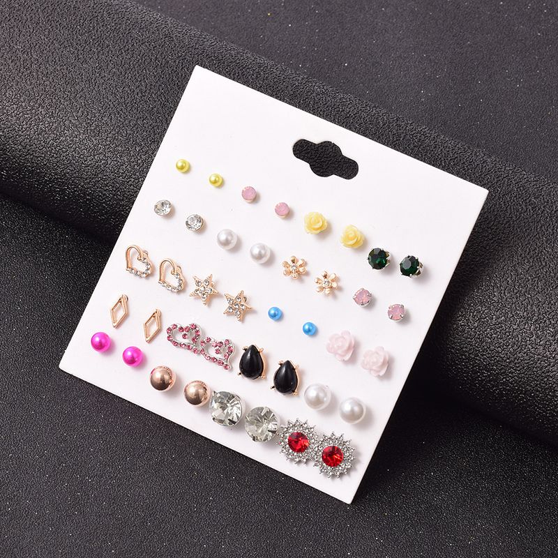 Fashion Alloy Diamond Earrings Set