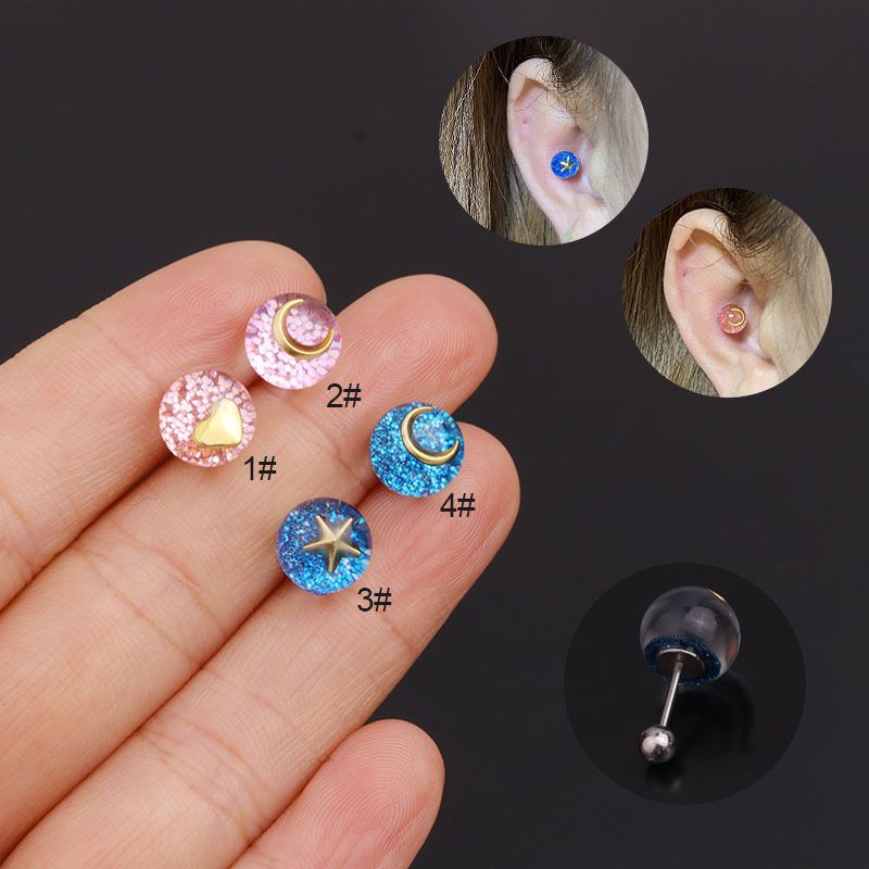 Einfache Blaue Kristall Edelstahl Mode Ohrringe