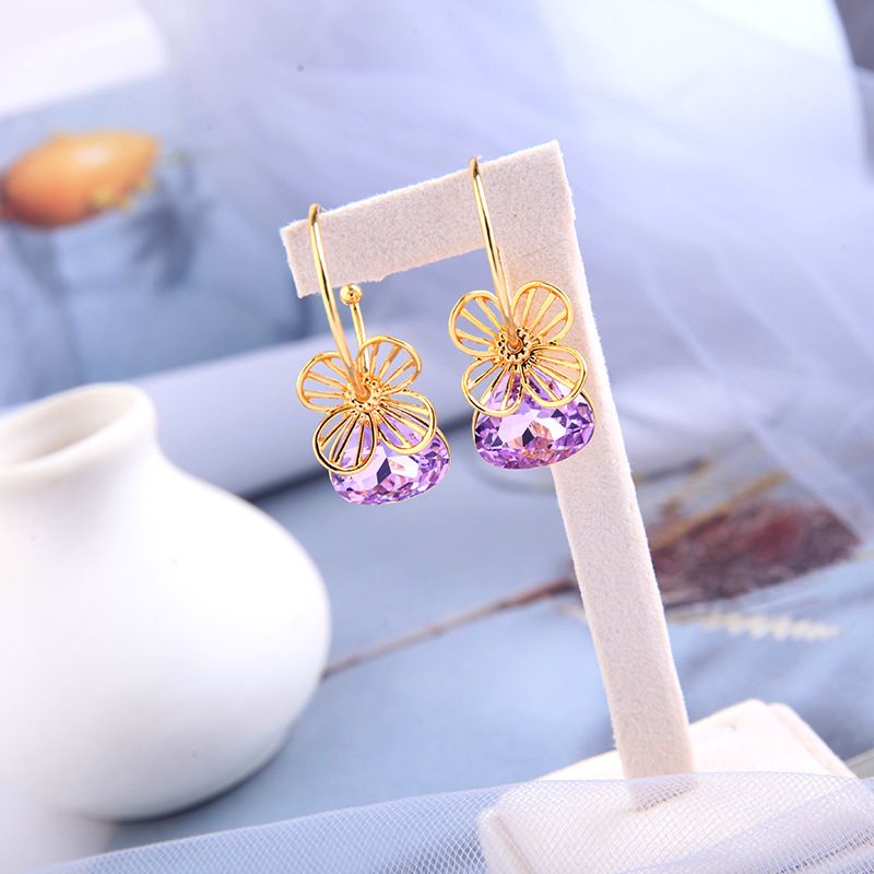 S925 Pendientes De Flores Huecas De Plata De Moda