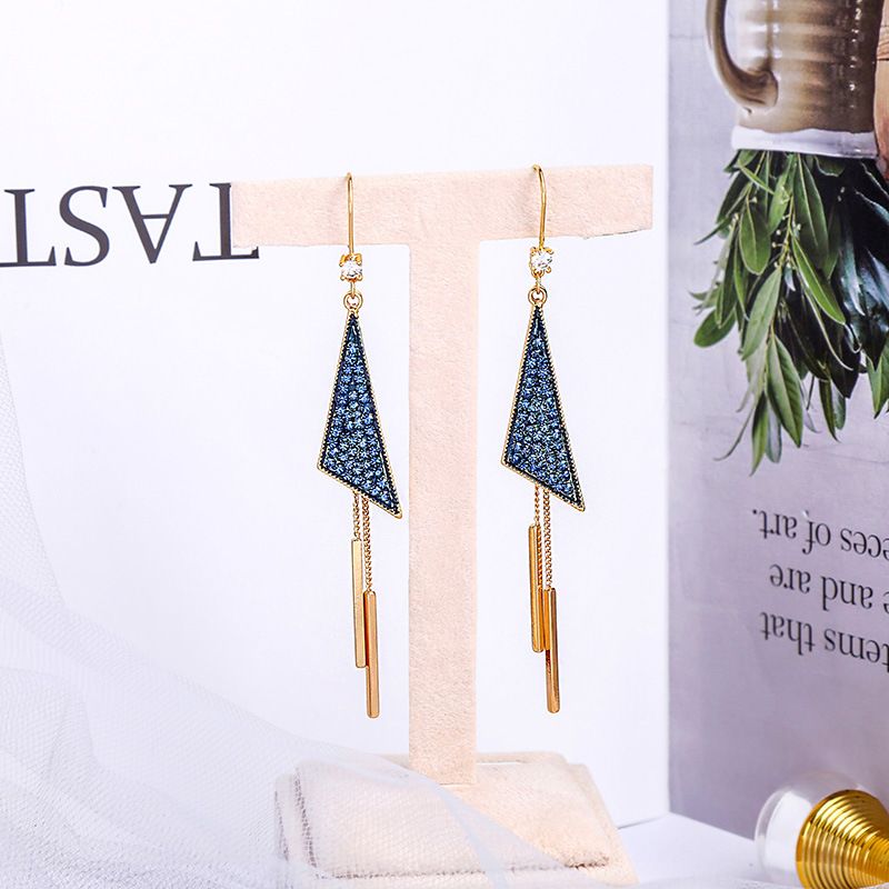 Long Triangle Tassel Earrings