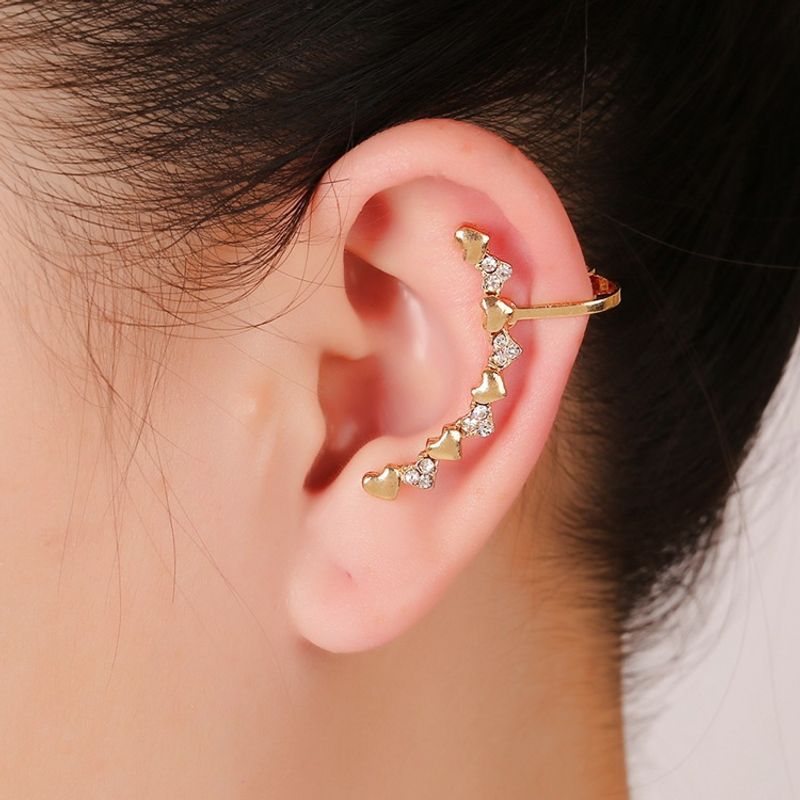 Fashion  Heart-shaped Crystal Ear Clips
