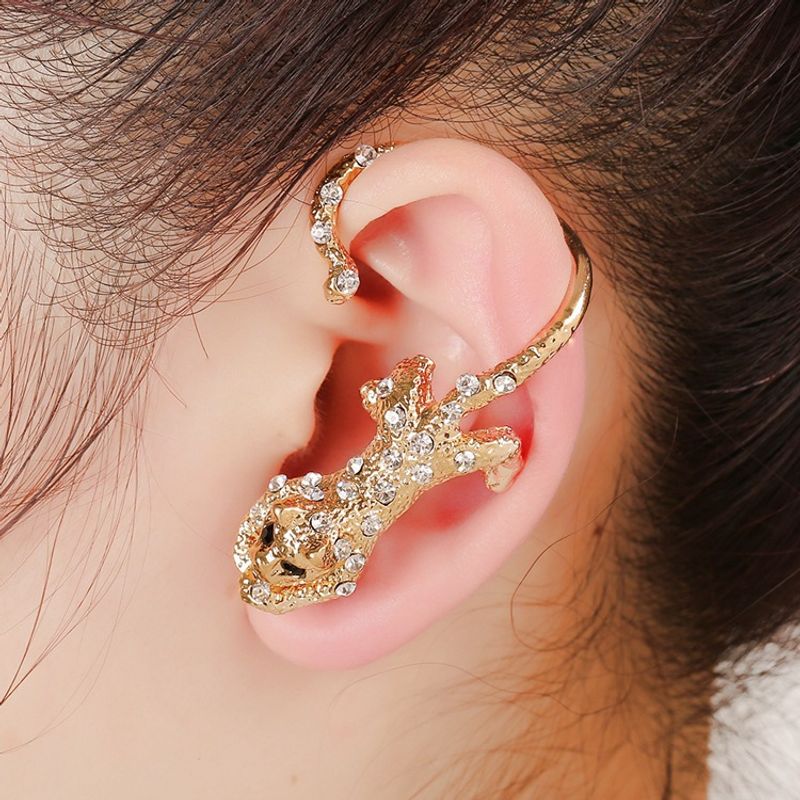 Boucles D&#39;oreilles En Alliage De Diamant Créatif Gecko
